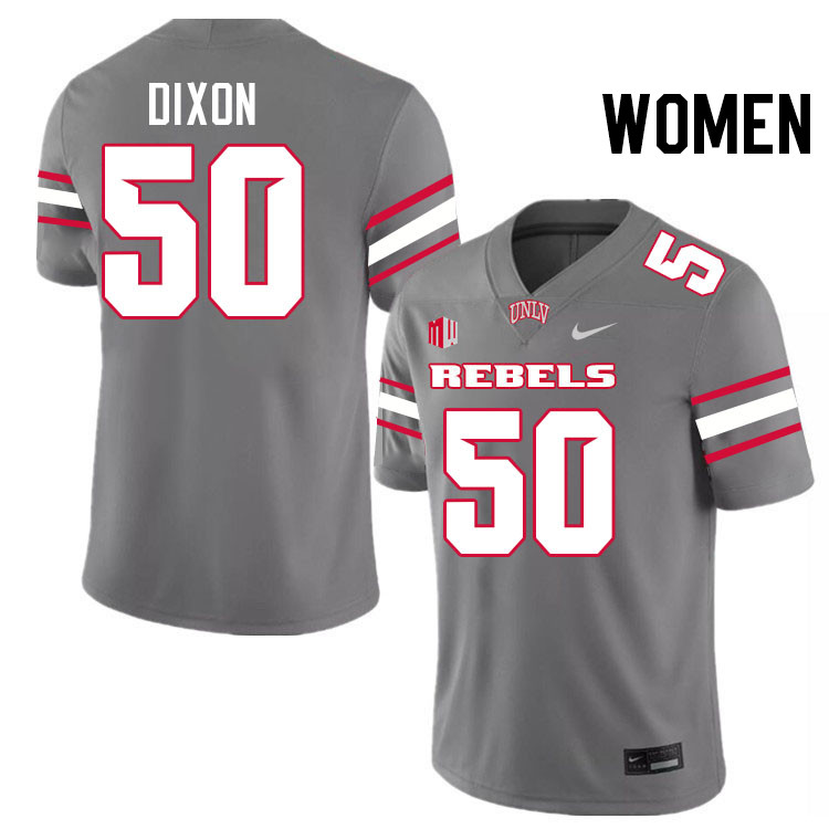 Women #50 Jalen Dixon UNLV Rebels College Football Jerseys Stitched-Grey